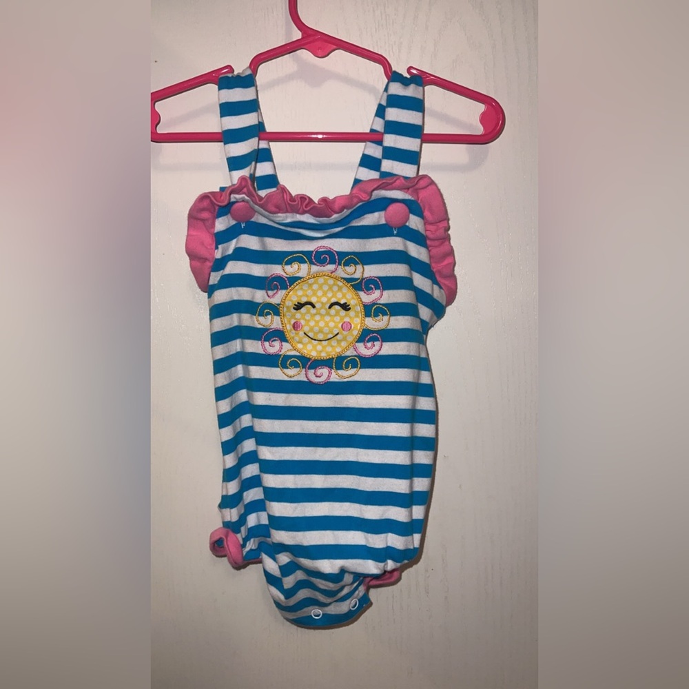 Striped Blue and Pink Baby Romper